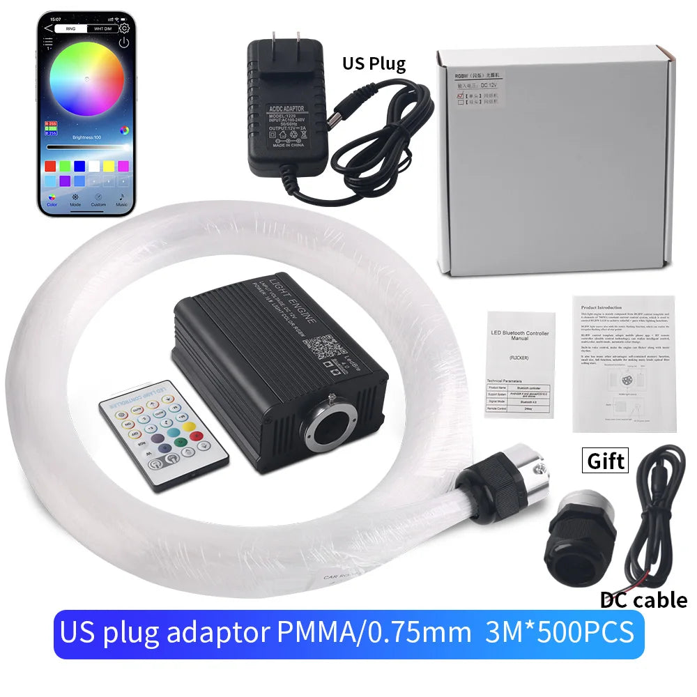 Ciel étoilé LED 16 W à fibre optique – Ambiance premium pour intérieur automobile